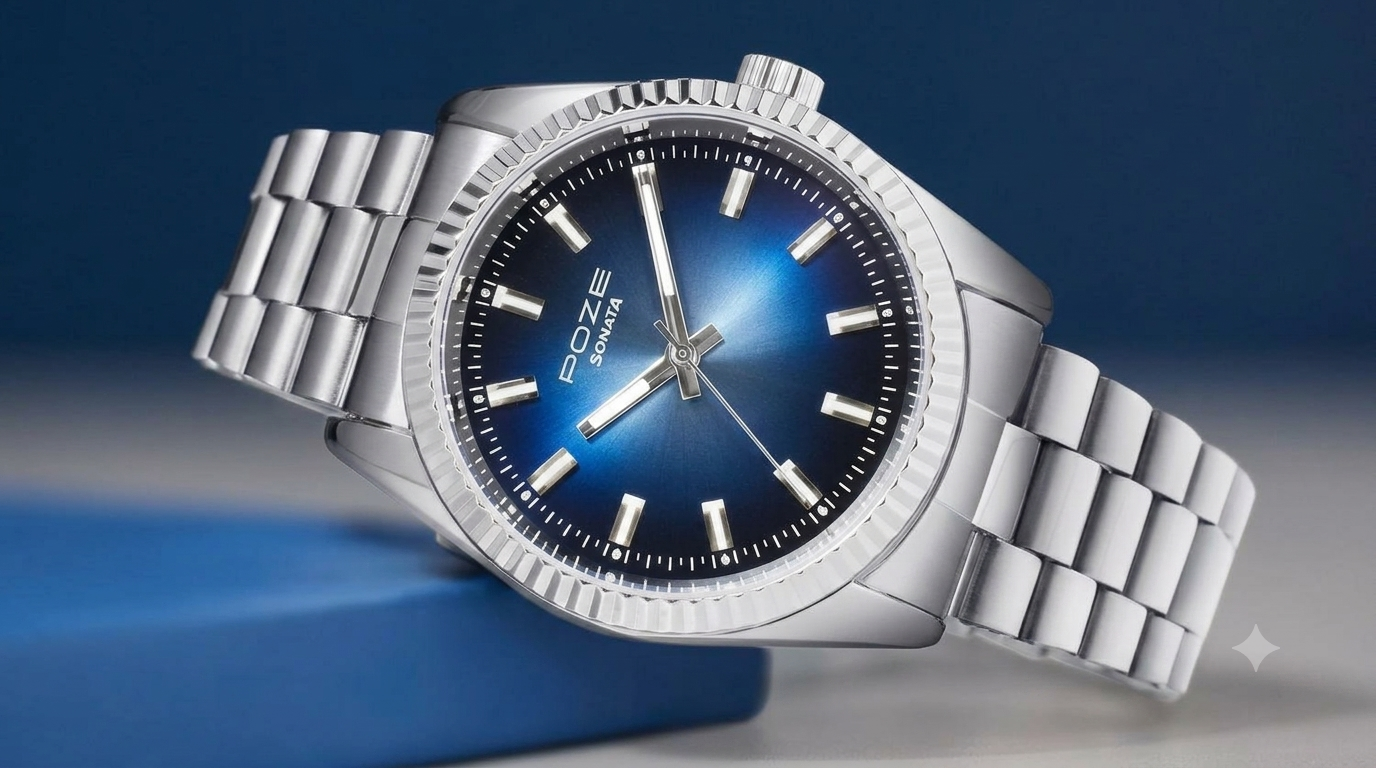 Sonata Men’s Poze 3.0 Blue Dial Analog Watch
