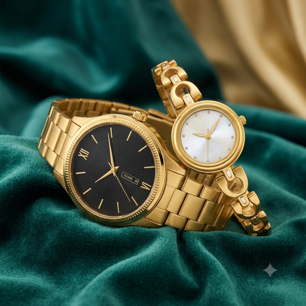 Titan Bandhan Classic Gold Pair Analog Watches