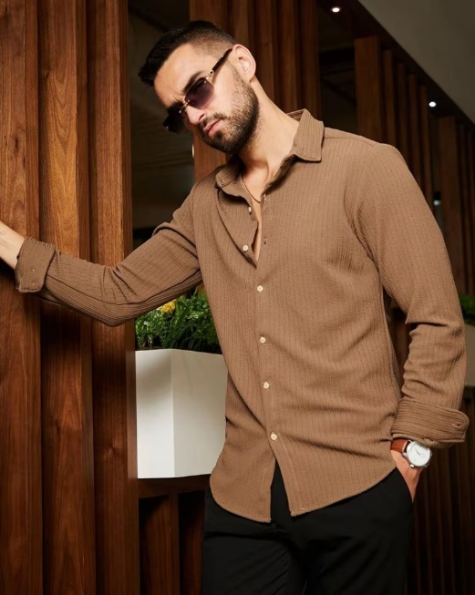 Buy CAHOOT Men Ribbed Regular Fit Shirt