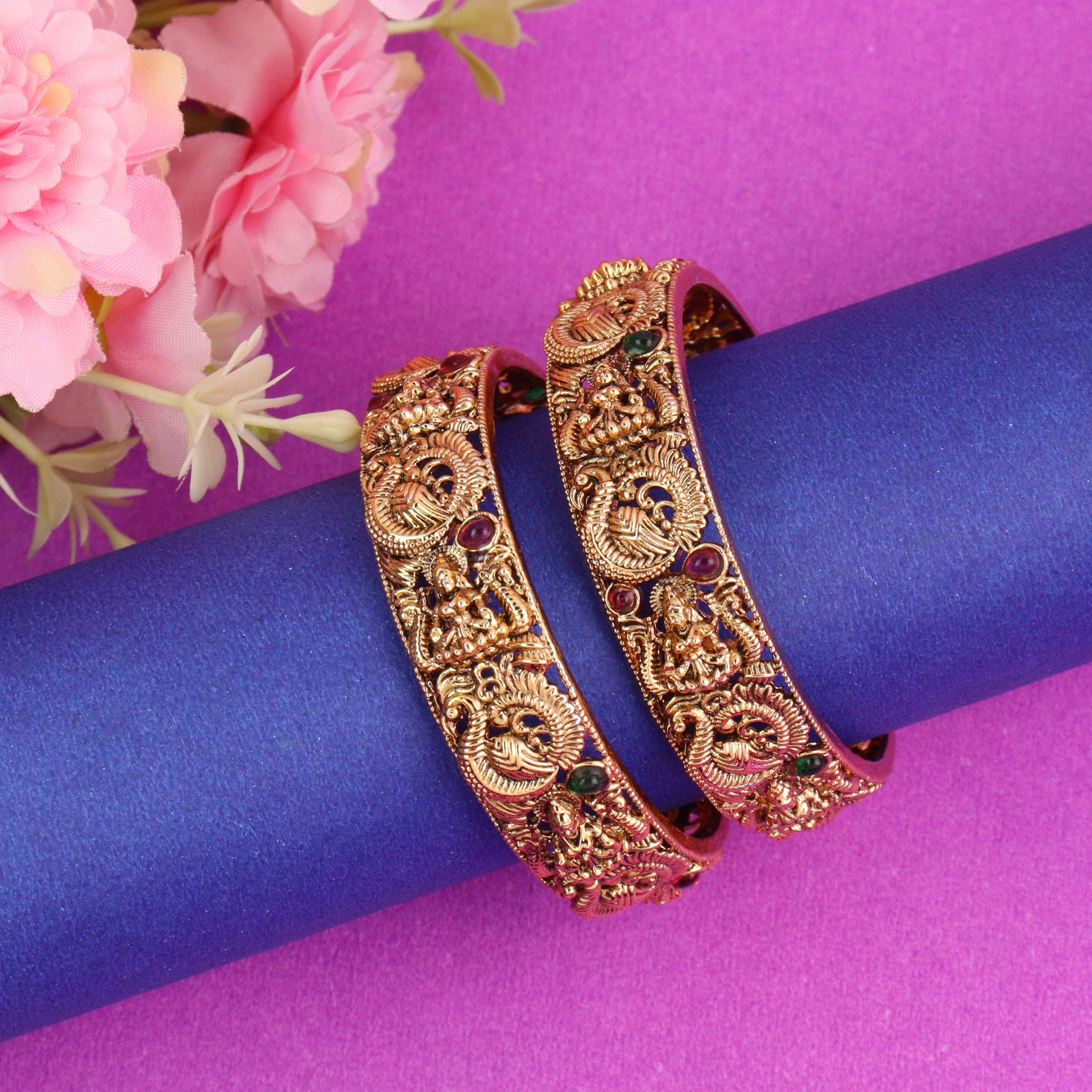 GOLD Copper Gold-plated Bangle Set