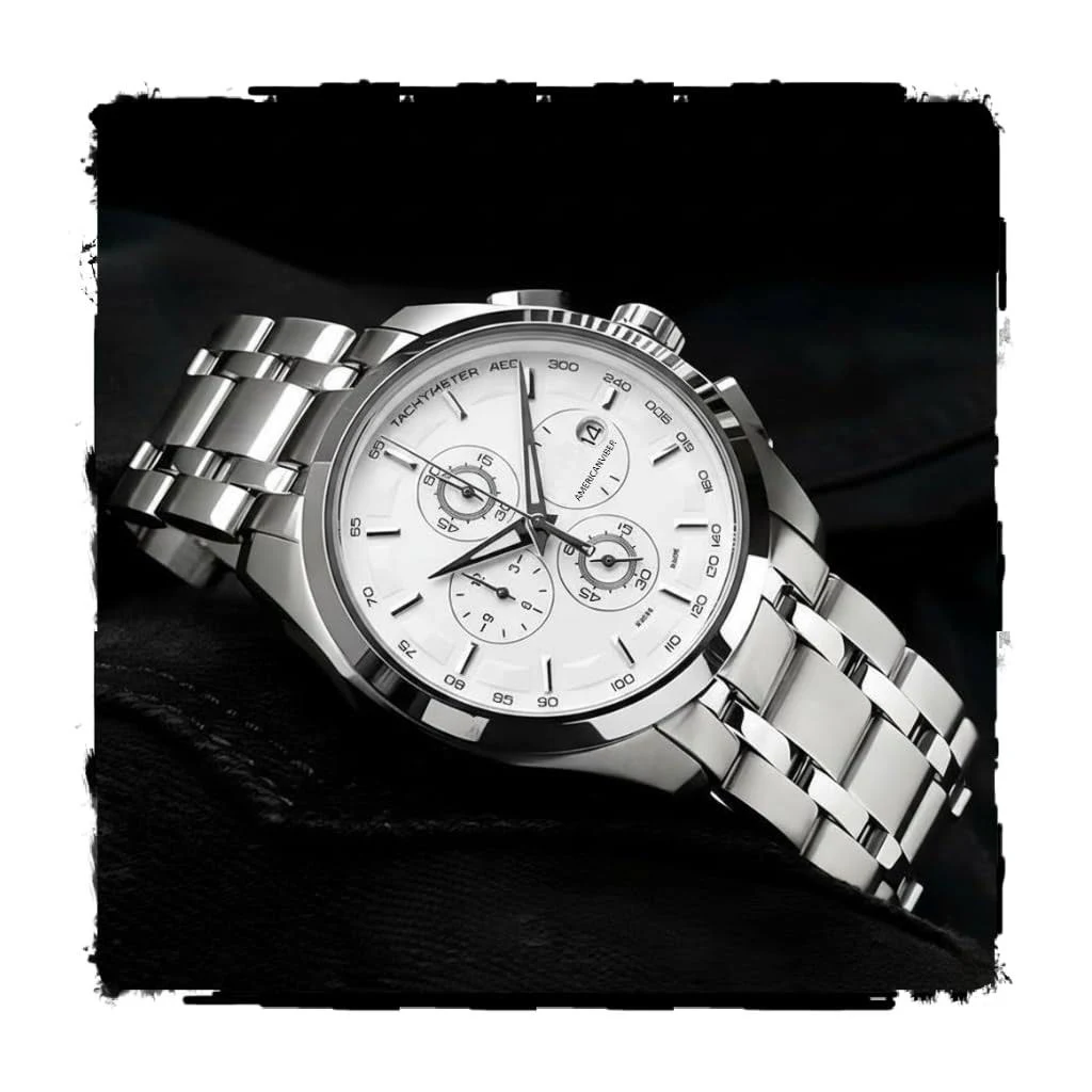AMERICANVIBER Modern Analog Watch, Silver and Black