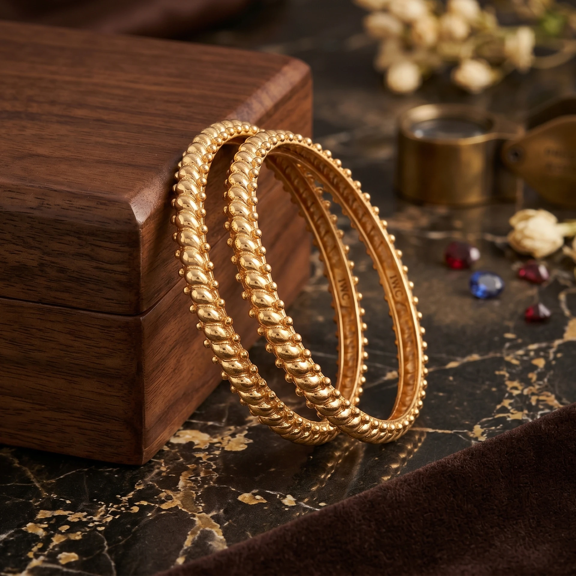 GOLD Copper Gold-plated Bangle Set