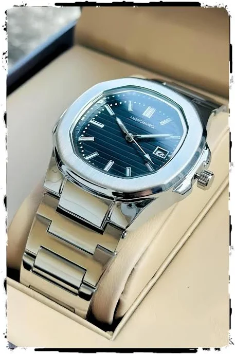 AMERICANVIBER Glossy Stainless Steel Analogue Watch for Men