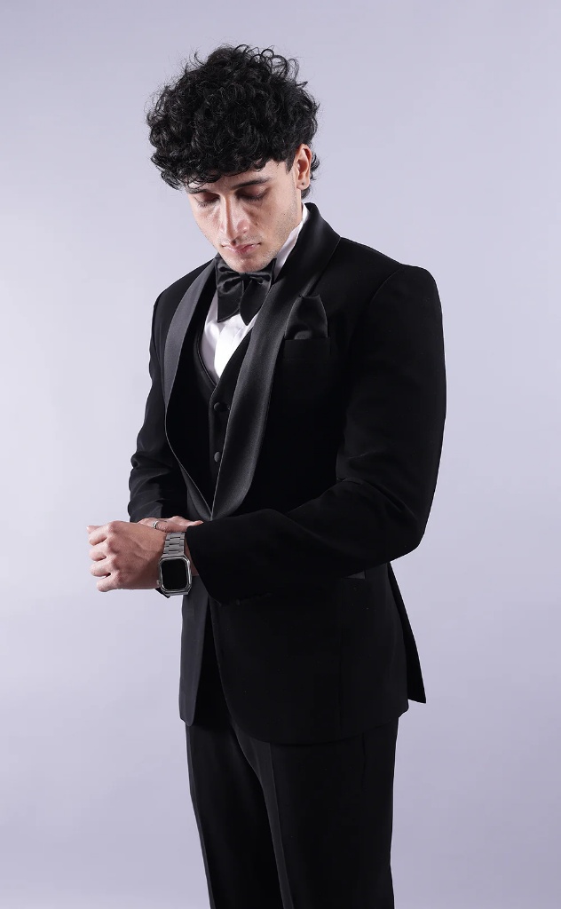 Men’s Black Three-Piece Tuxedo Suit
