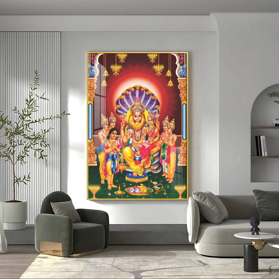 Lakshmi Narasimha Premium Acrylic Vertical Wall