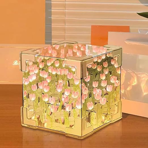 Acrylic DIY – Do It Yourself – Tulip Cube Mirror Lamp, 30 Flowers