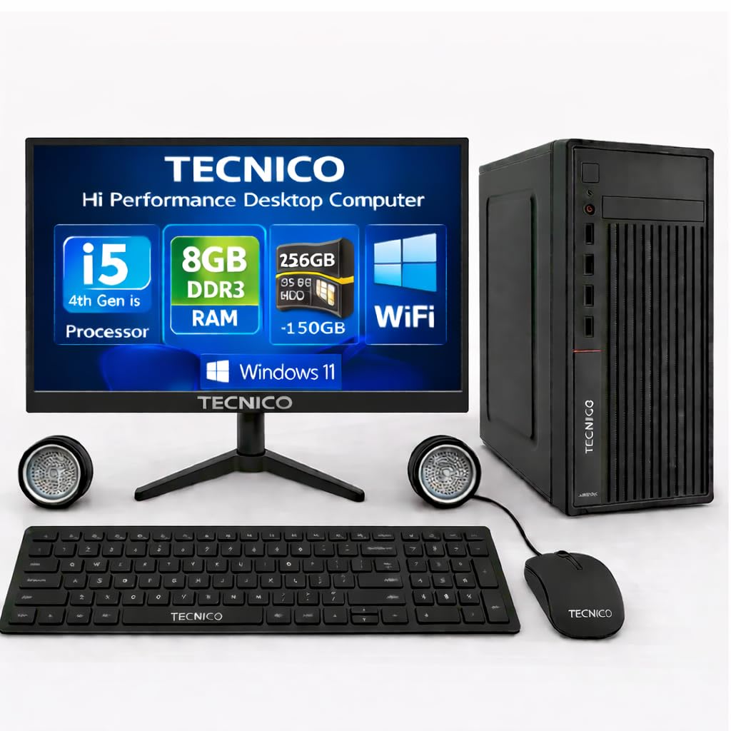 TECNICO Core i5 4th Gen Desktop (8GB RAM, 256GB SSD, 20-inch Monitor)