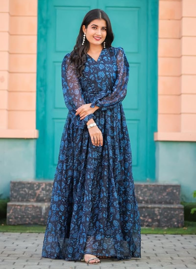 Women’s Printed Round Neck Western Dresses