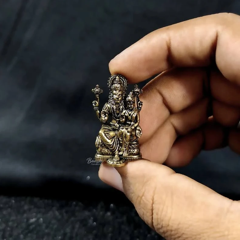 Handcrafted Miniature Brass Narasimha Bhagwan Statue