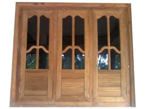 7 X 10 Feet Rectangular Hinged Open Style Polished Finish Wooden Window