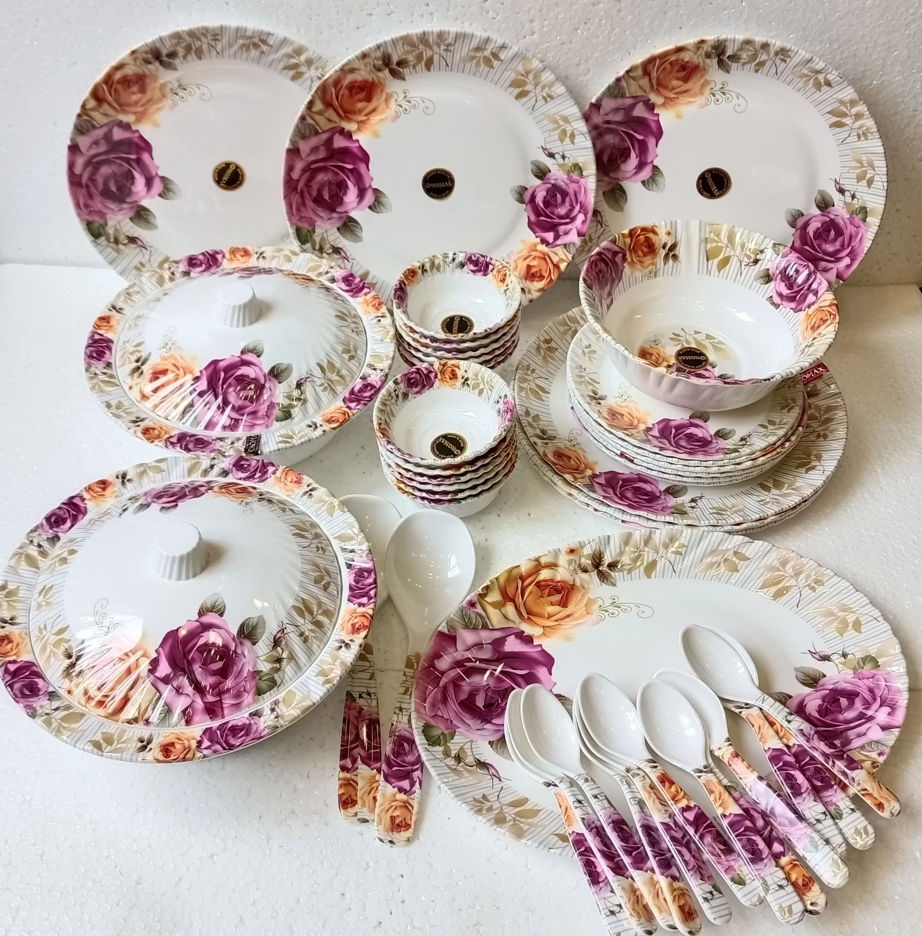 Radhe Crockery Pack of 44 Melamin Dinner Set (Multicolor)