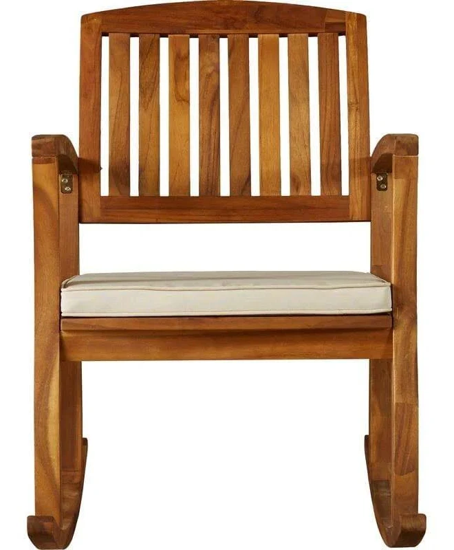 Classic Acacia Wood Rocking Chair with Cushions
