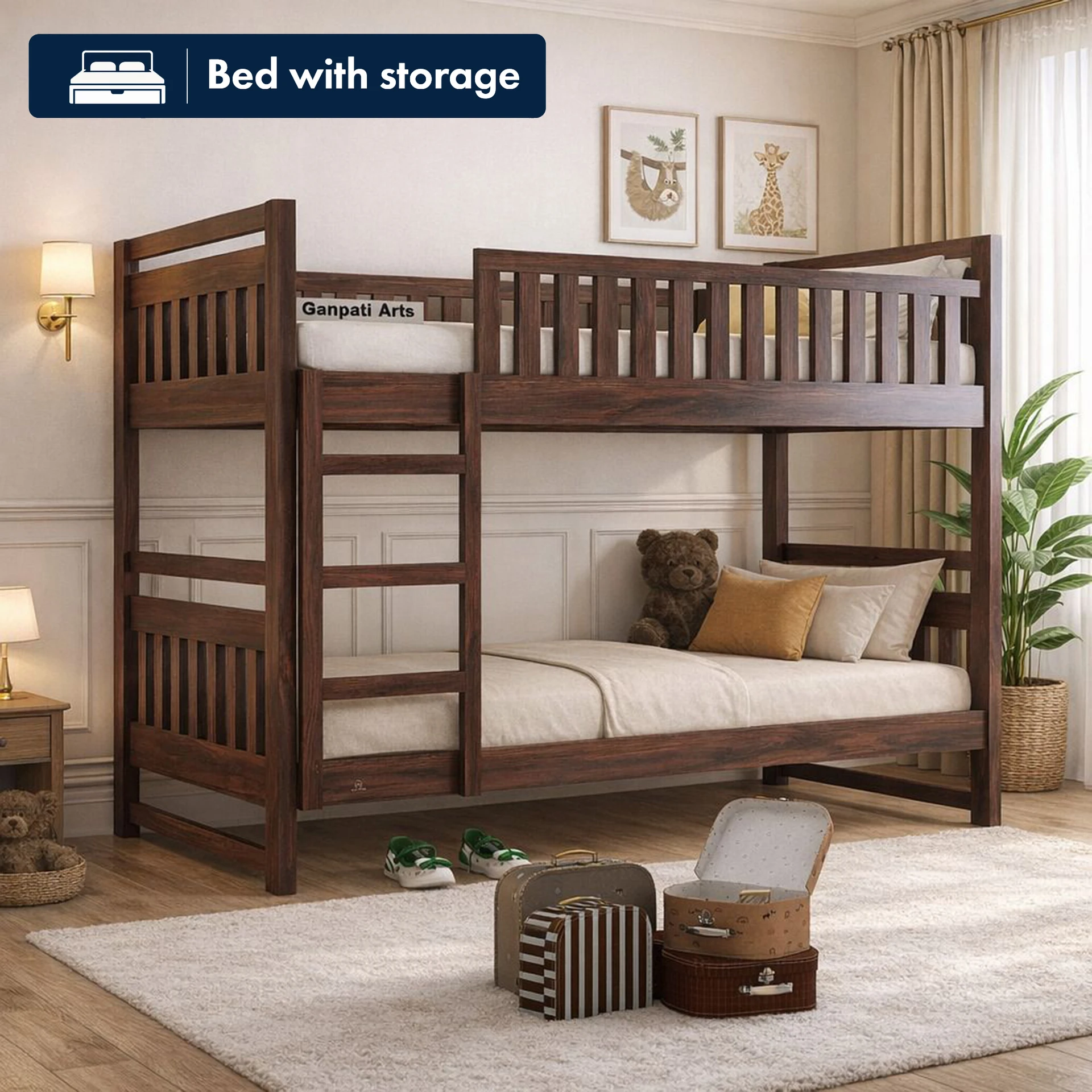 Ganpati Arts Sheesham Wood Swift Bunk Bed