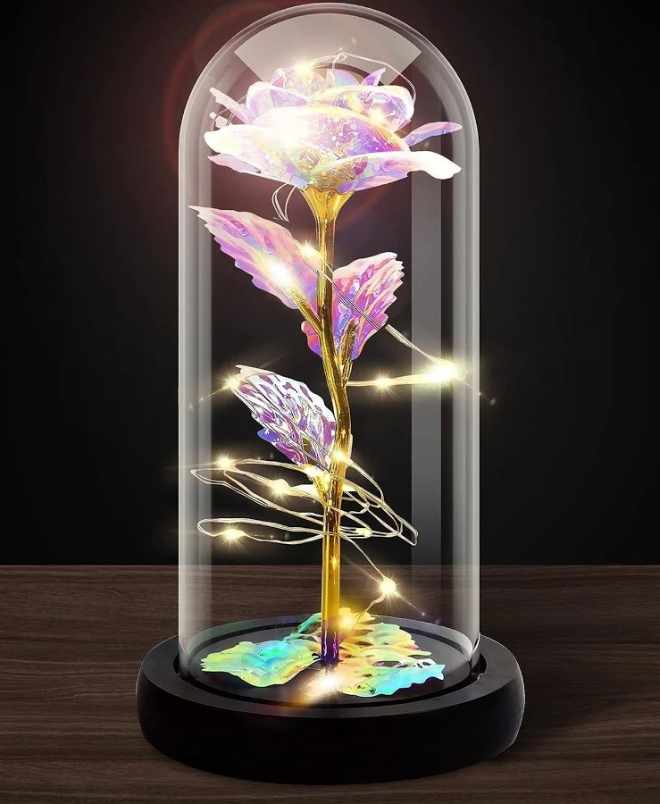 Galaxy Enchanted Rose in Glass Dome