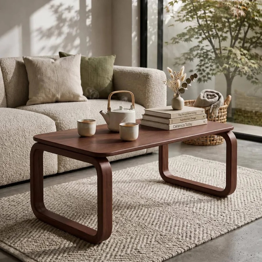 Wooden Expert Curved Handmade Solid Wood Coffee Table