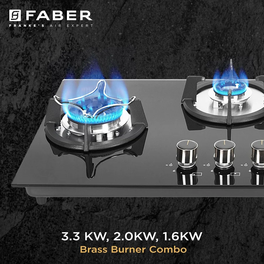 Faber 3 Brass Burner Hobtop with Auto Ignition