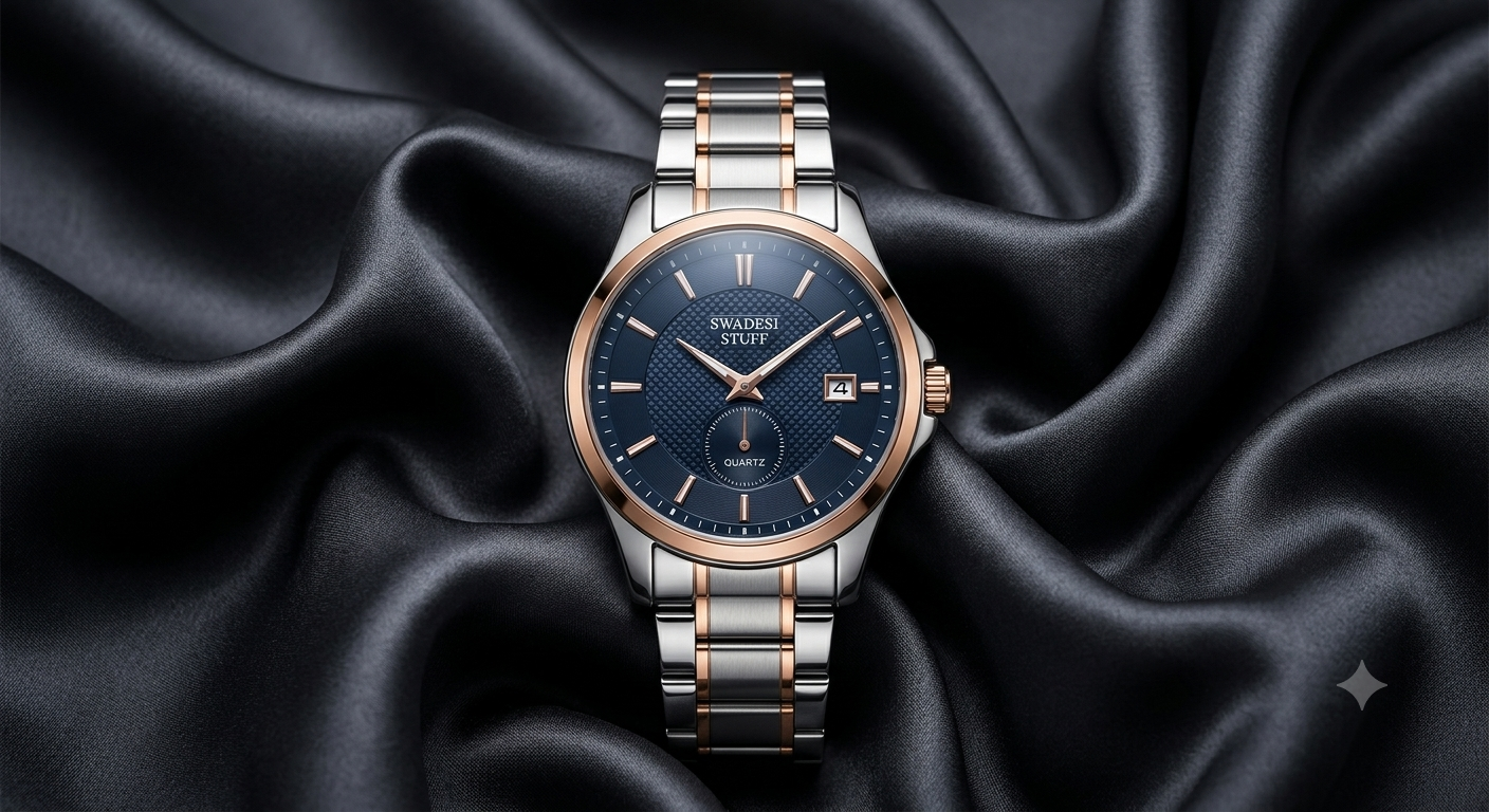 SWADESI Men’s Date Display Wrist Analogue Watch
