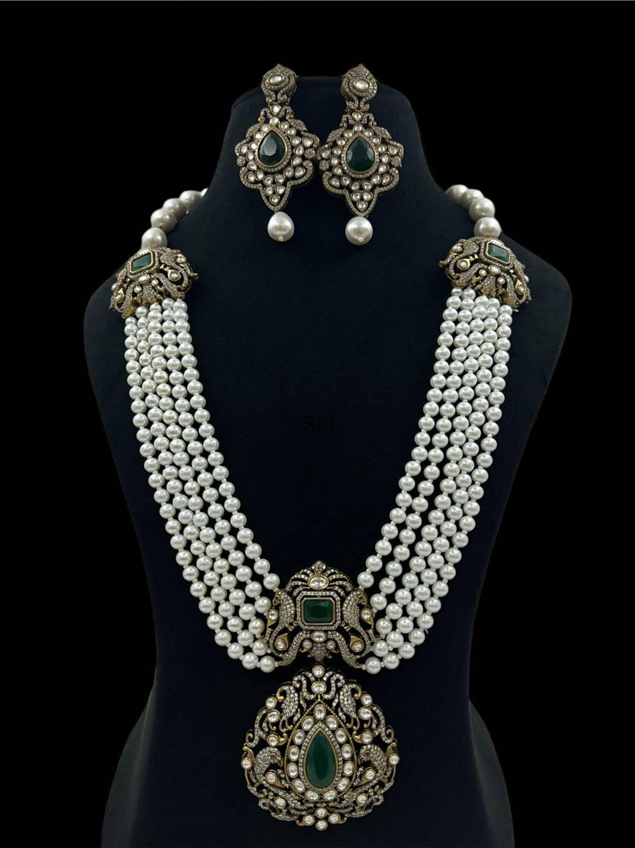 Imitation Victorian Peacock Pendant Pearl Long Necklace