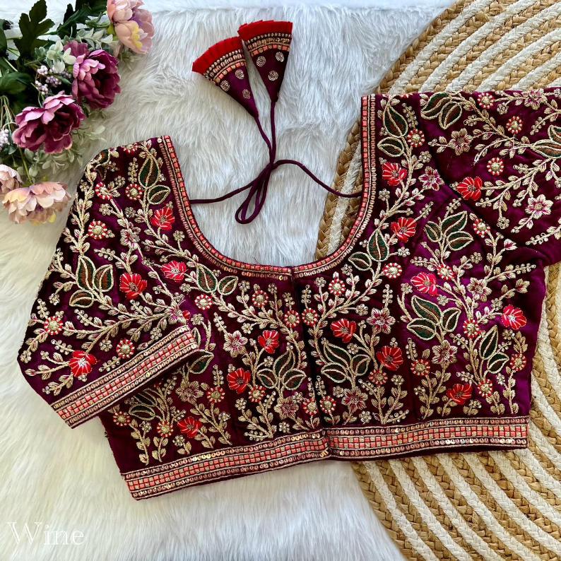 Embroidered Designer Velvet Bridal Blouse