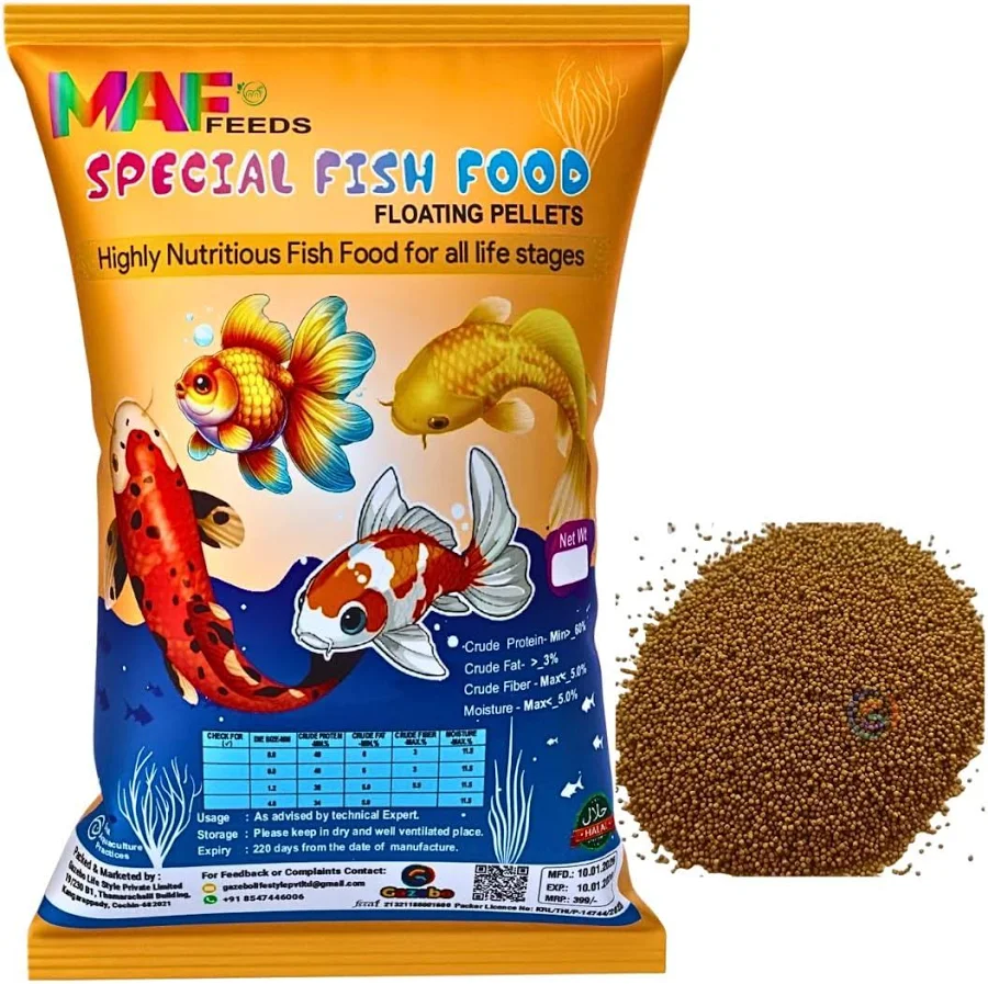 High Protein Floating Fish Feed Pellets 1.2 Mm, 450 Gram