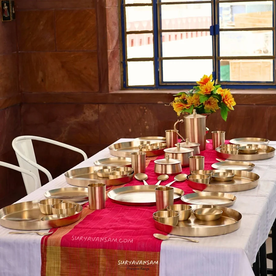 Royal Dinner set of 56 Pcs Purely Kansa Dinner set Perfect For Family Festival