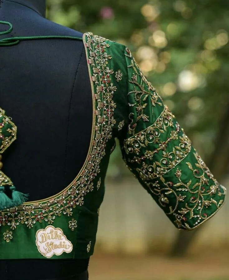 Regal Green Custom-Made Bridal Maggam Work Blouse Grand