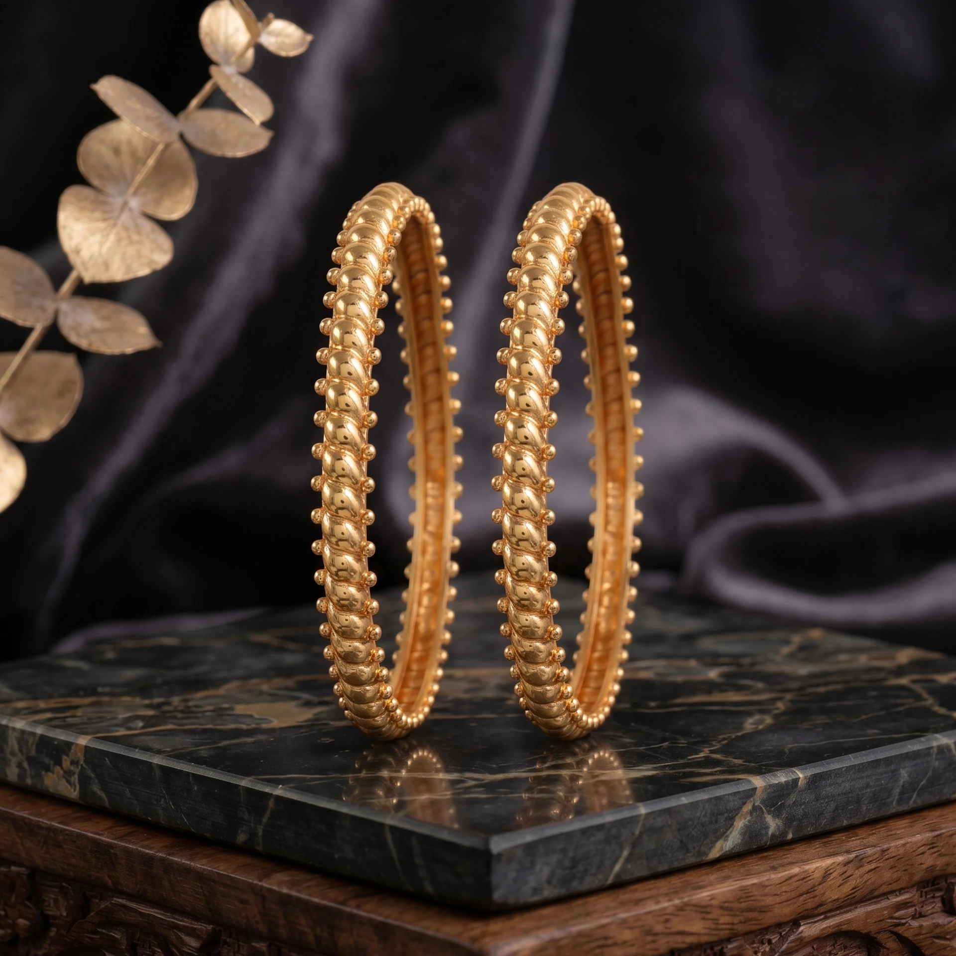 GOLD Copper Gold-plated Bangle Set
