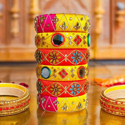 Traditional Party Wear Silk Thread Bangles – SM03 – Size: 2.6