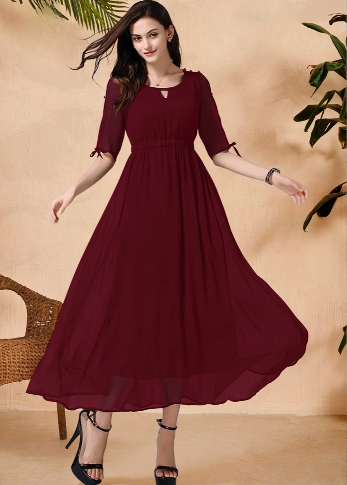 Ladies Plain Maxi Dress