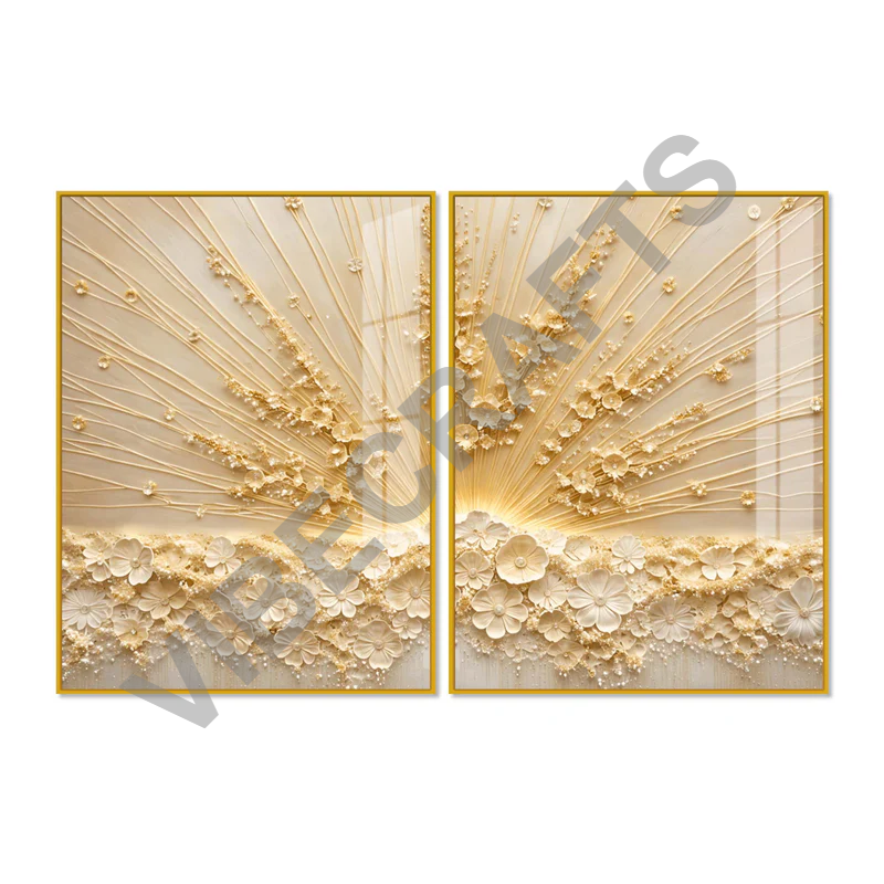 Elegant 3D Floral Radiance Acrylic Floating Wall Painting Set of 2