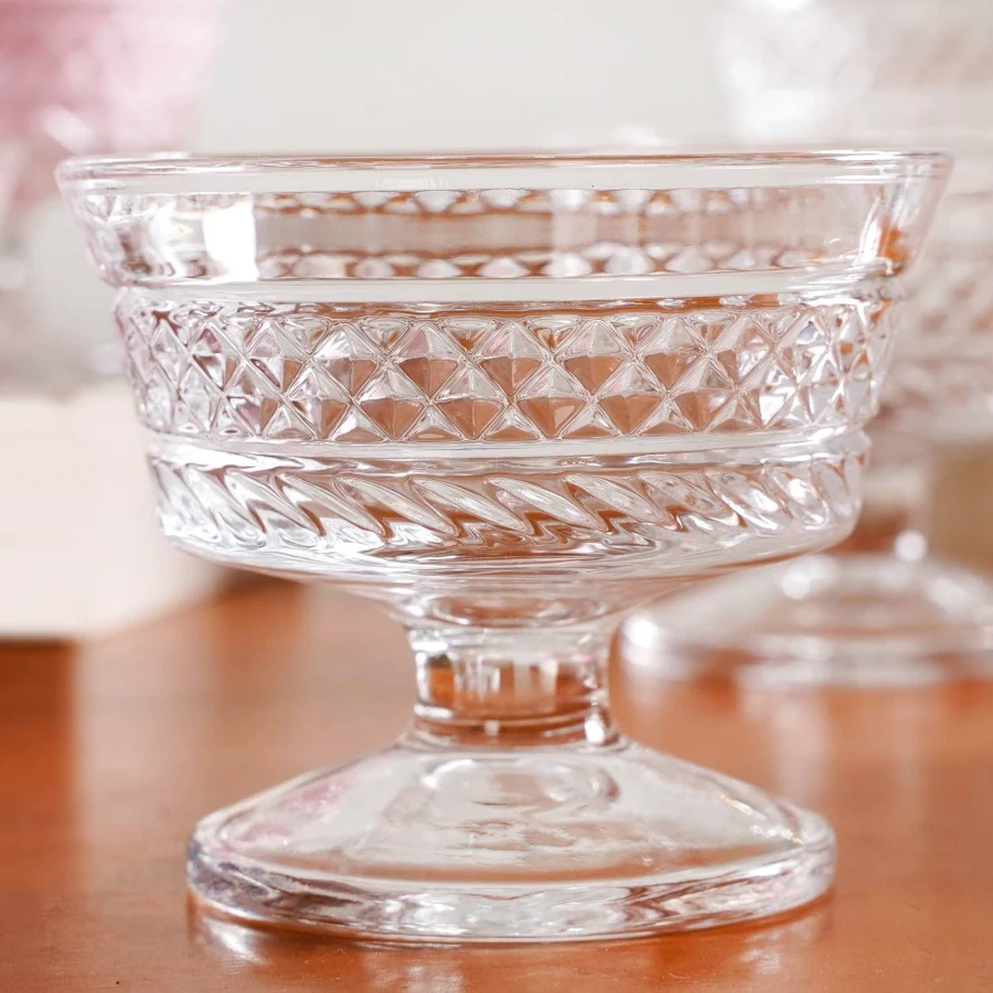 Nestasia Embossed Lead-Free Glass Ice Cream Dessert Bowls
