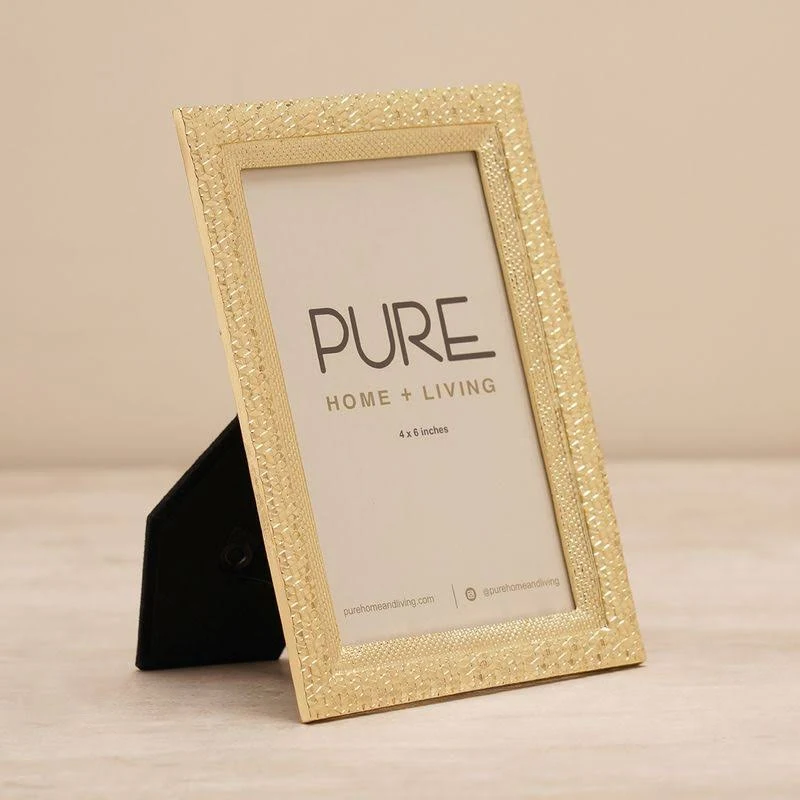 Pure Home + Living Gold Plated Textured Metal Photo Frame
