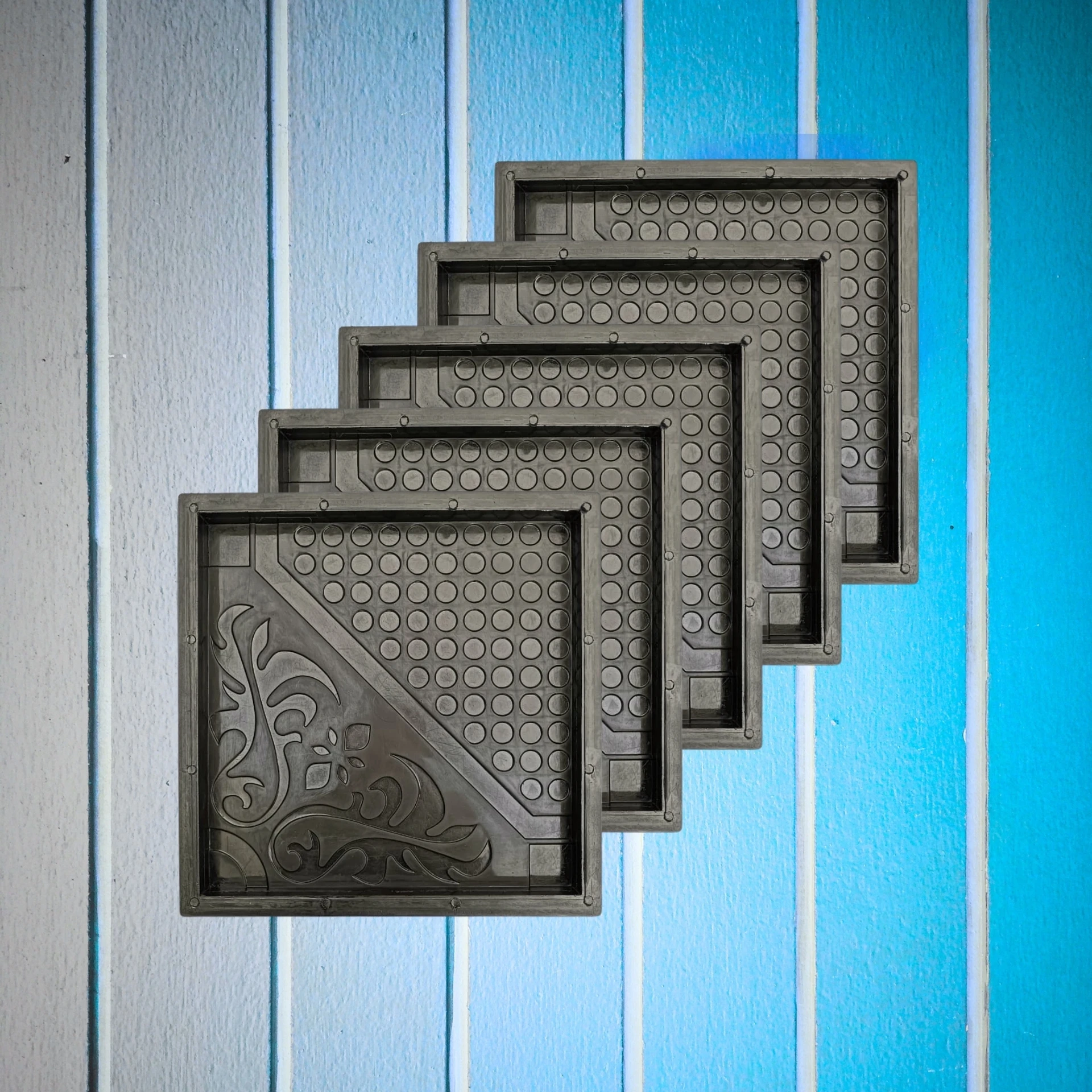 12″ x 12″ Flower Chequered Tile Mould – Plastic Tile Mould (Pack of 5)