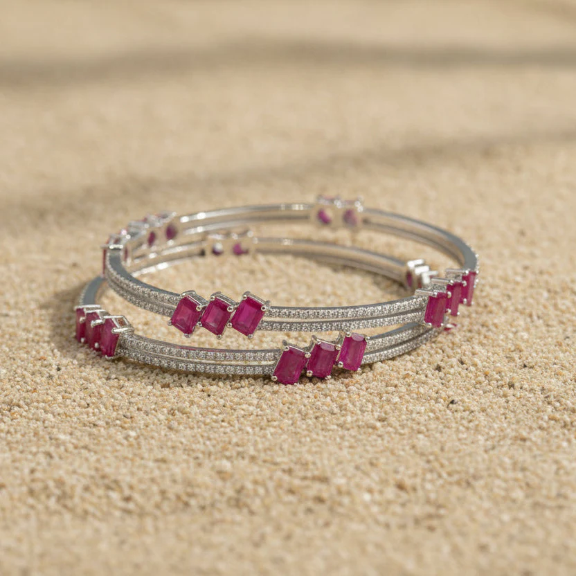 Ruby Trio Baguette Bangle