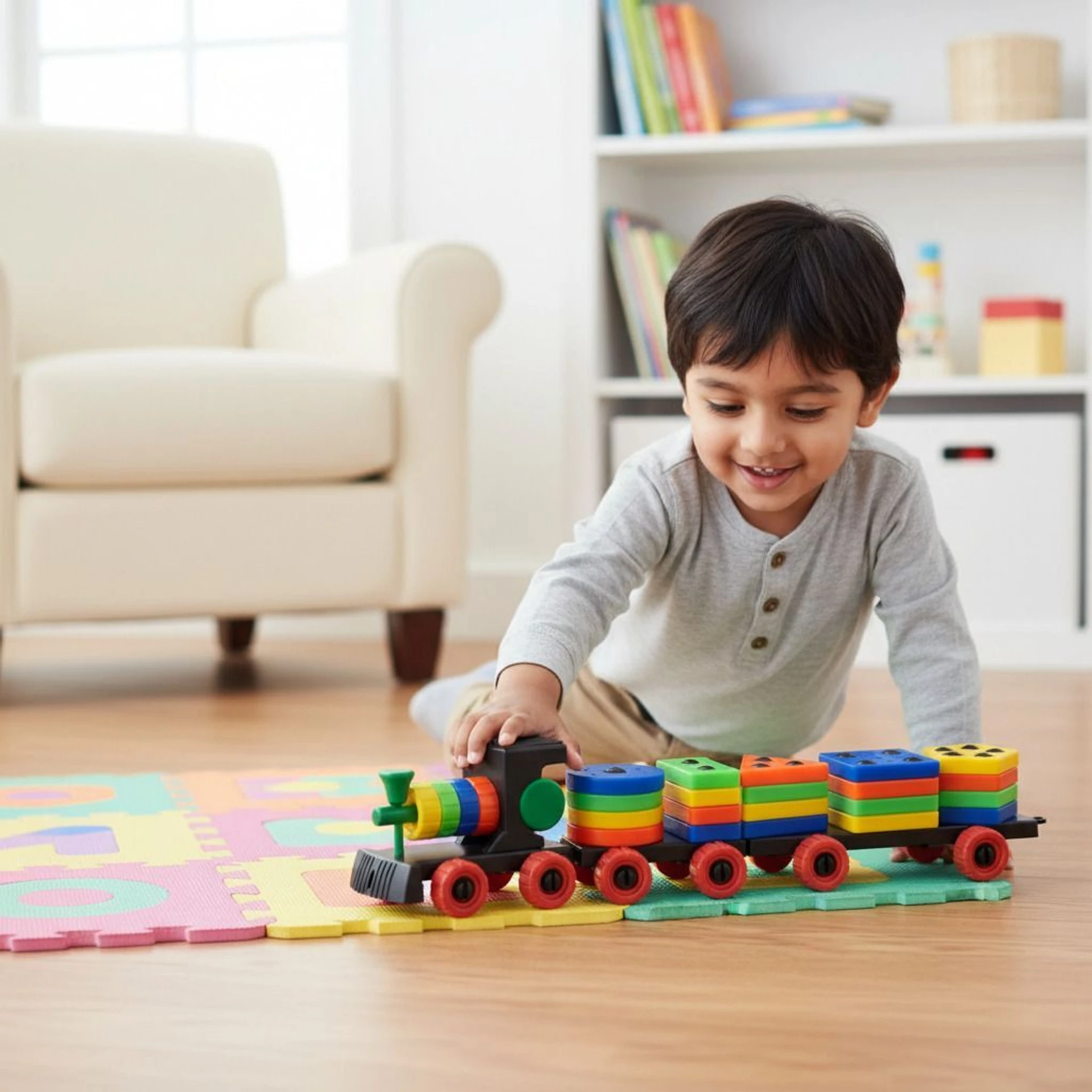 VrajVilla Geometric Shape Train withColourful Blocks for Kids