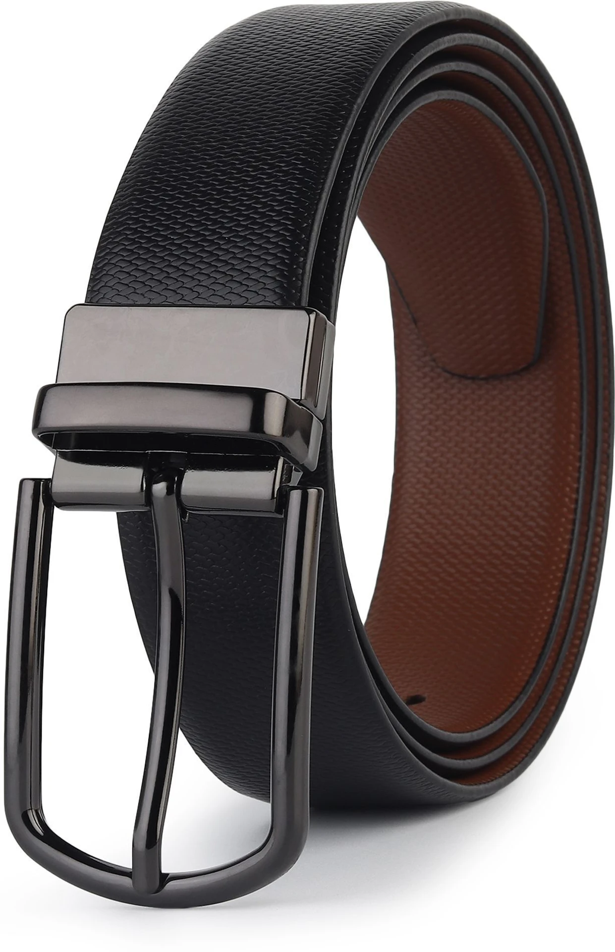 URBAN FOREST Men Formal Black Genuine Leather Belt