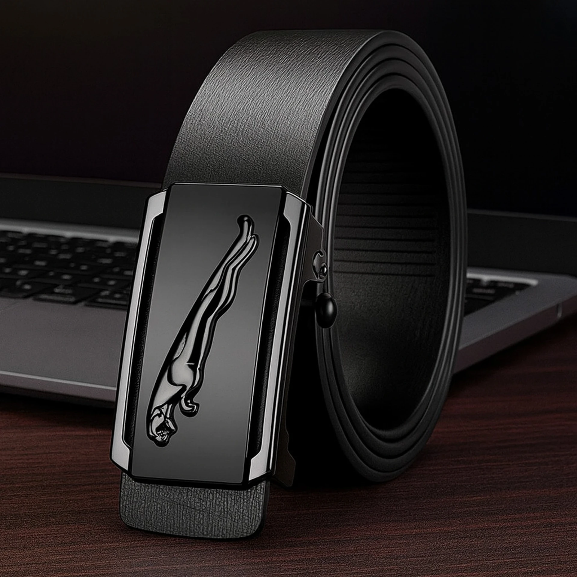 PROVOGUE Men Casual, Evening, Party, Formal Black Artificial Leather, Texas Leatherite Belt