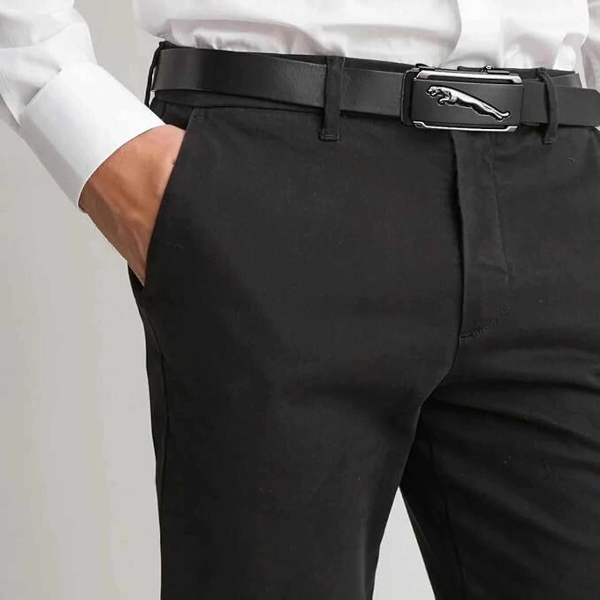 PROVOGUE Men Casual, Evening, Party, Formal Black Artificial Leather, Texas Leatherite Belt