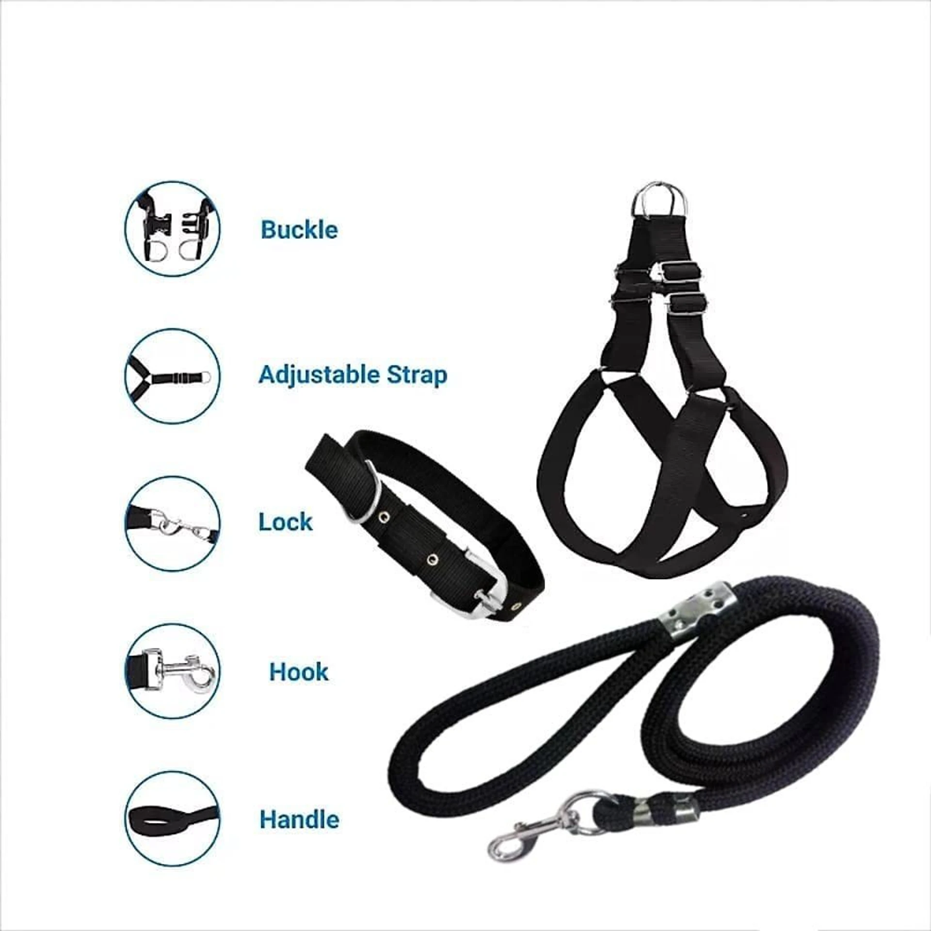 SENAPATI Combo Dog Harness Belts Neck and Rope Set