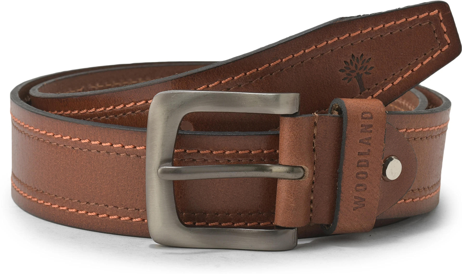 WOODLAND Men Casual Tan Genuine Leather Belt