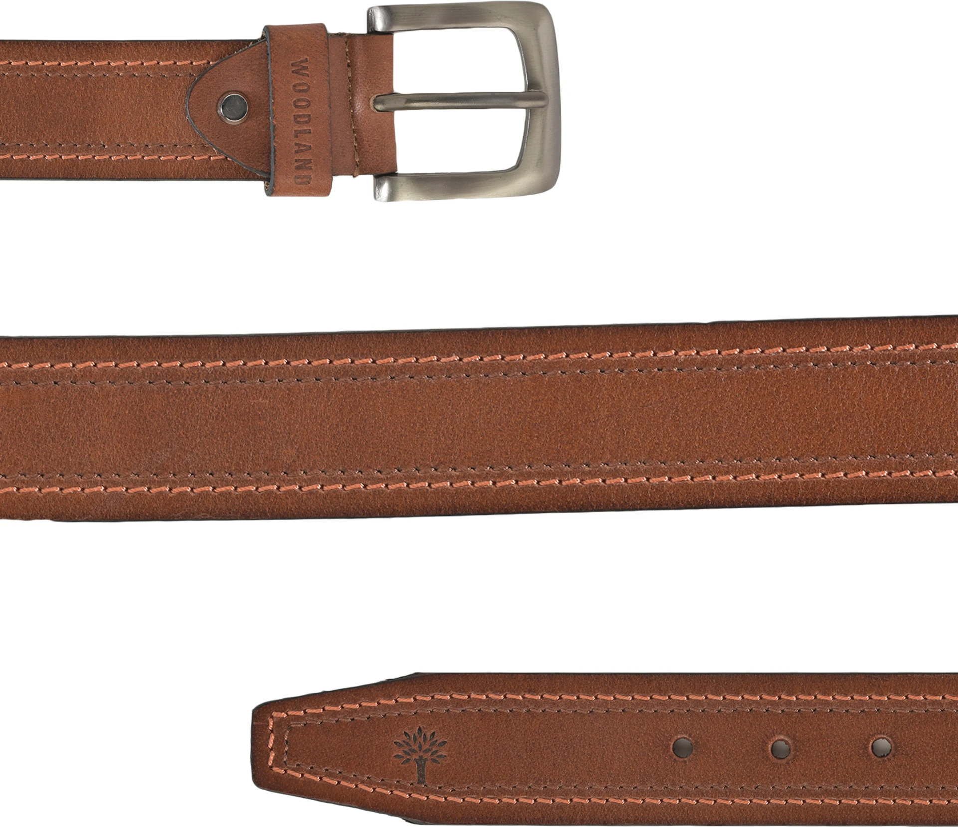 WOODLAND Men Casual Tan Genuine Leather Belt