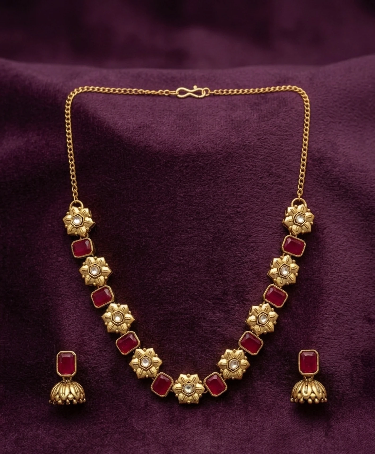 Shriji Alloy Gold-plated Rose Gold Jewel Set