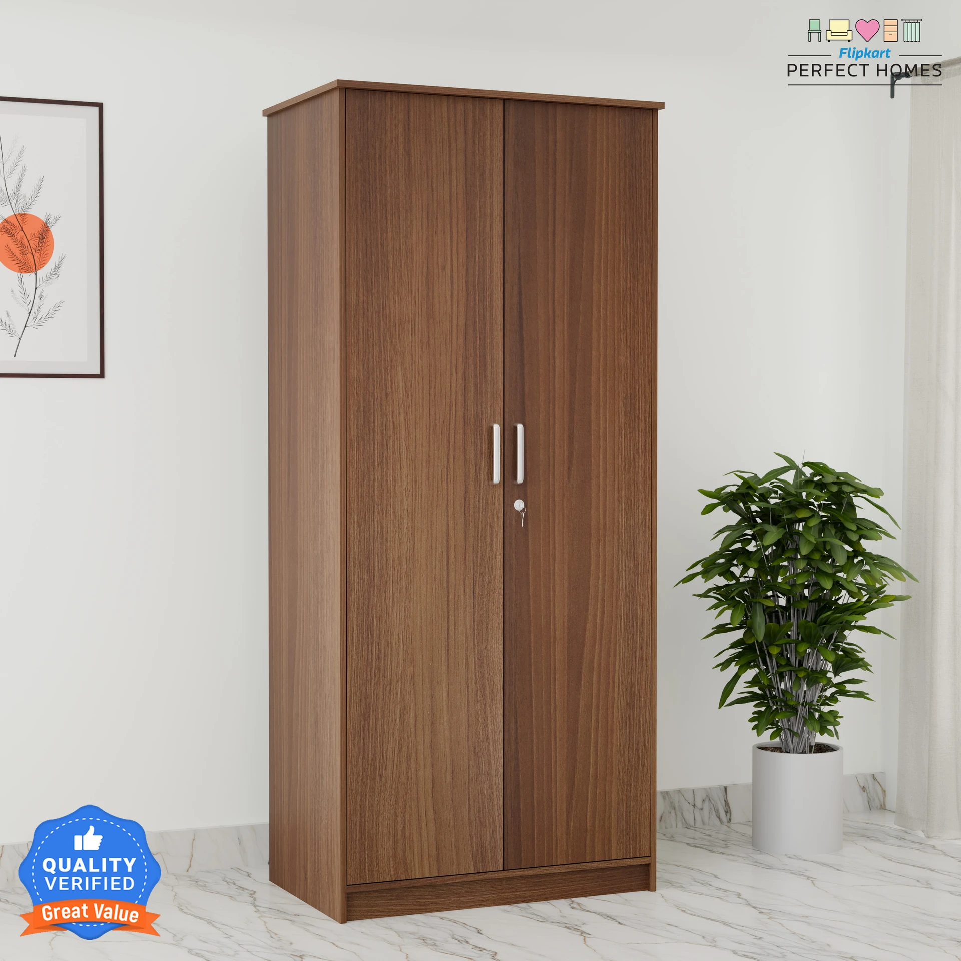 Julian Engineered Wood 2 Door Wardrobe