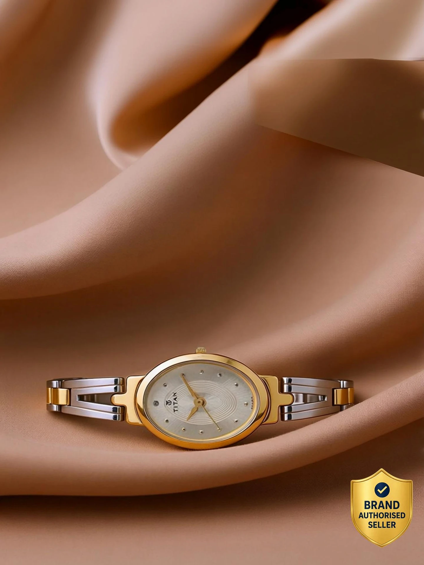 Titan Karishma Silver Dial Silver & Gold Stainless Steel Strap Analog Watch