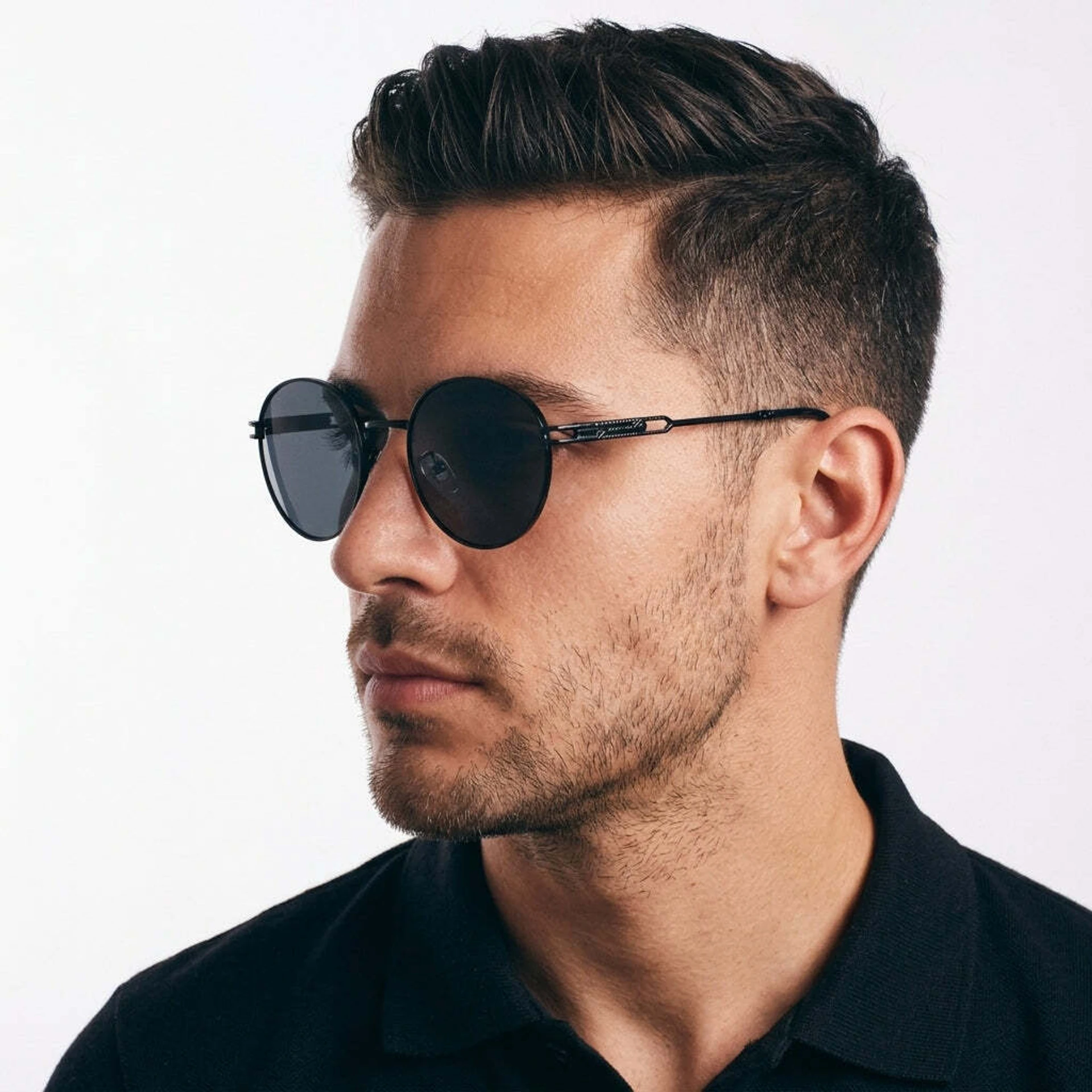 Salty Alpha UV Protection Round Sunglasses for Men (Black, 53 mm)