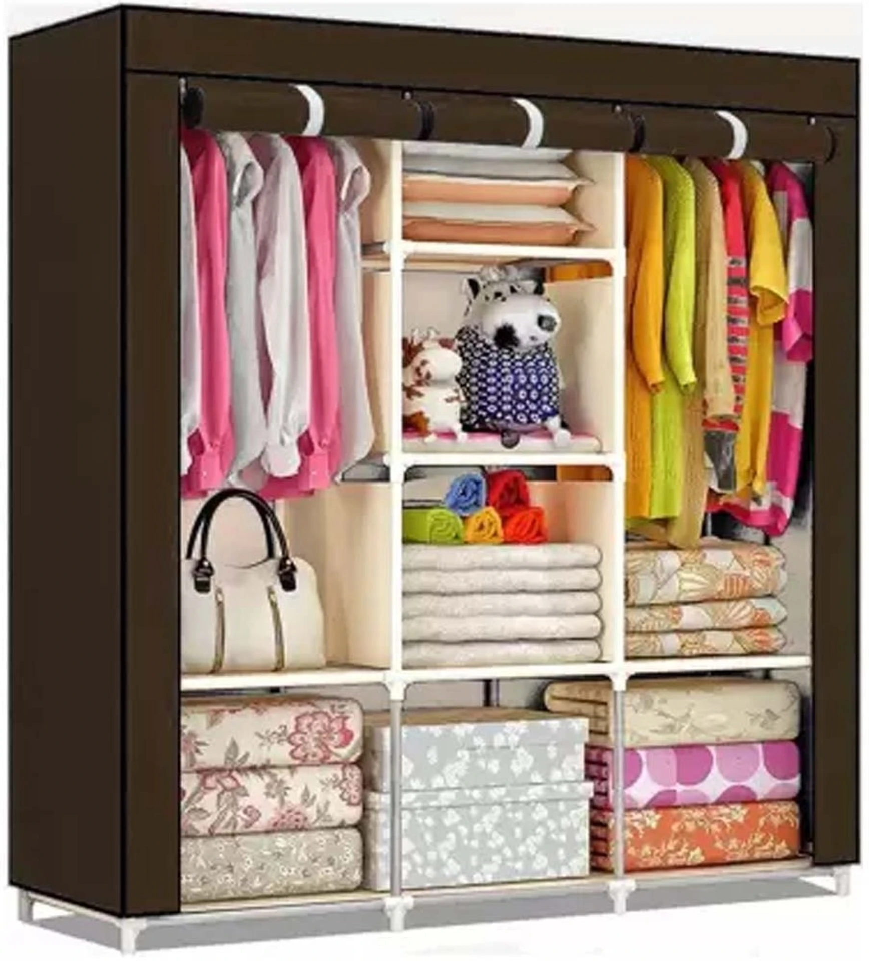 Attache Carbon Steel Collapsible Wardrobe (Finish Color – BROWN)