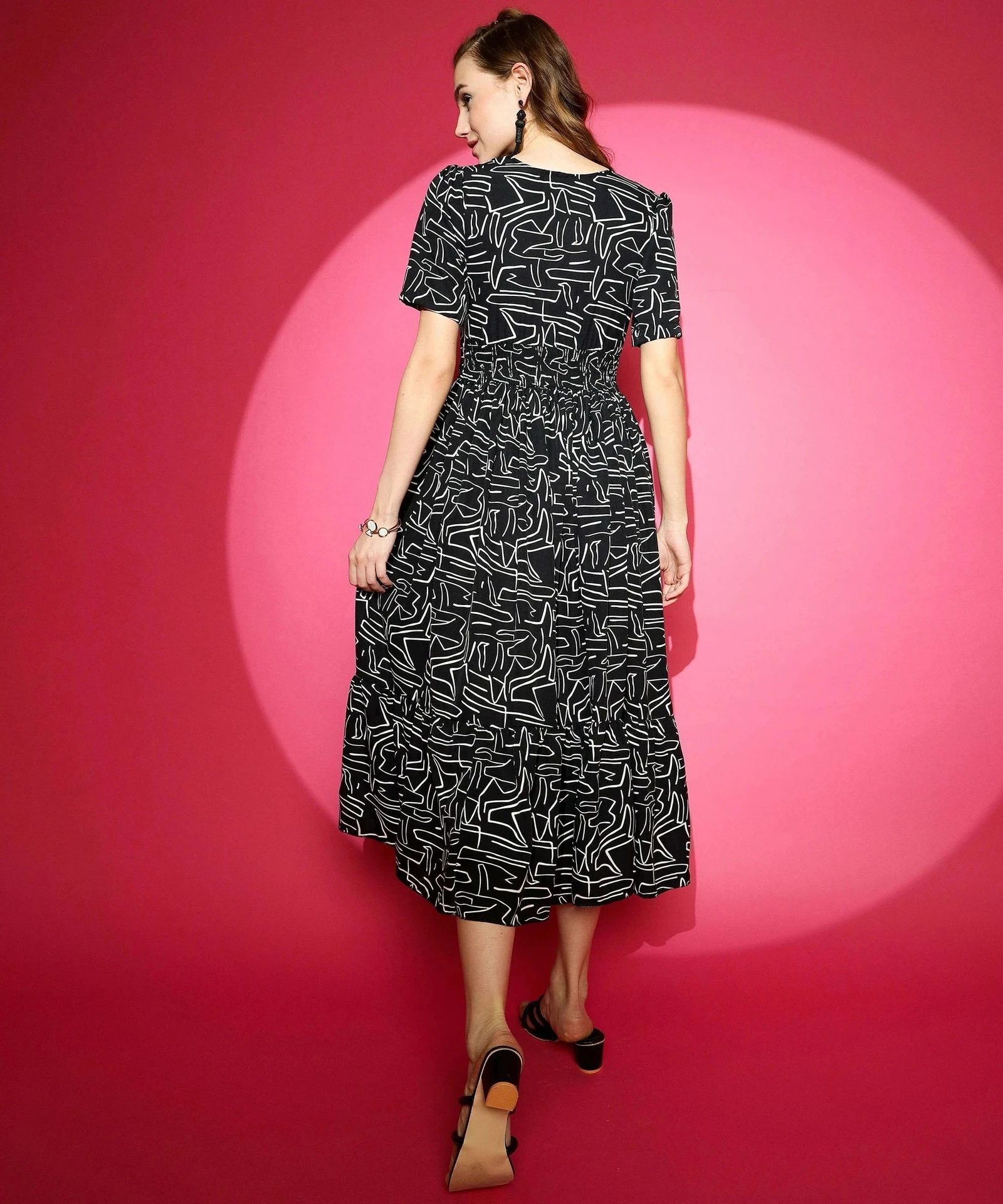 Sheetal Associates Women Fit and Flare Black Midi/Calf Length Dress