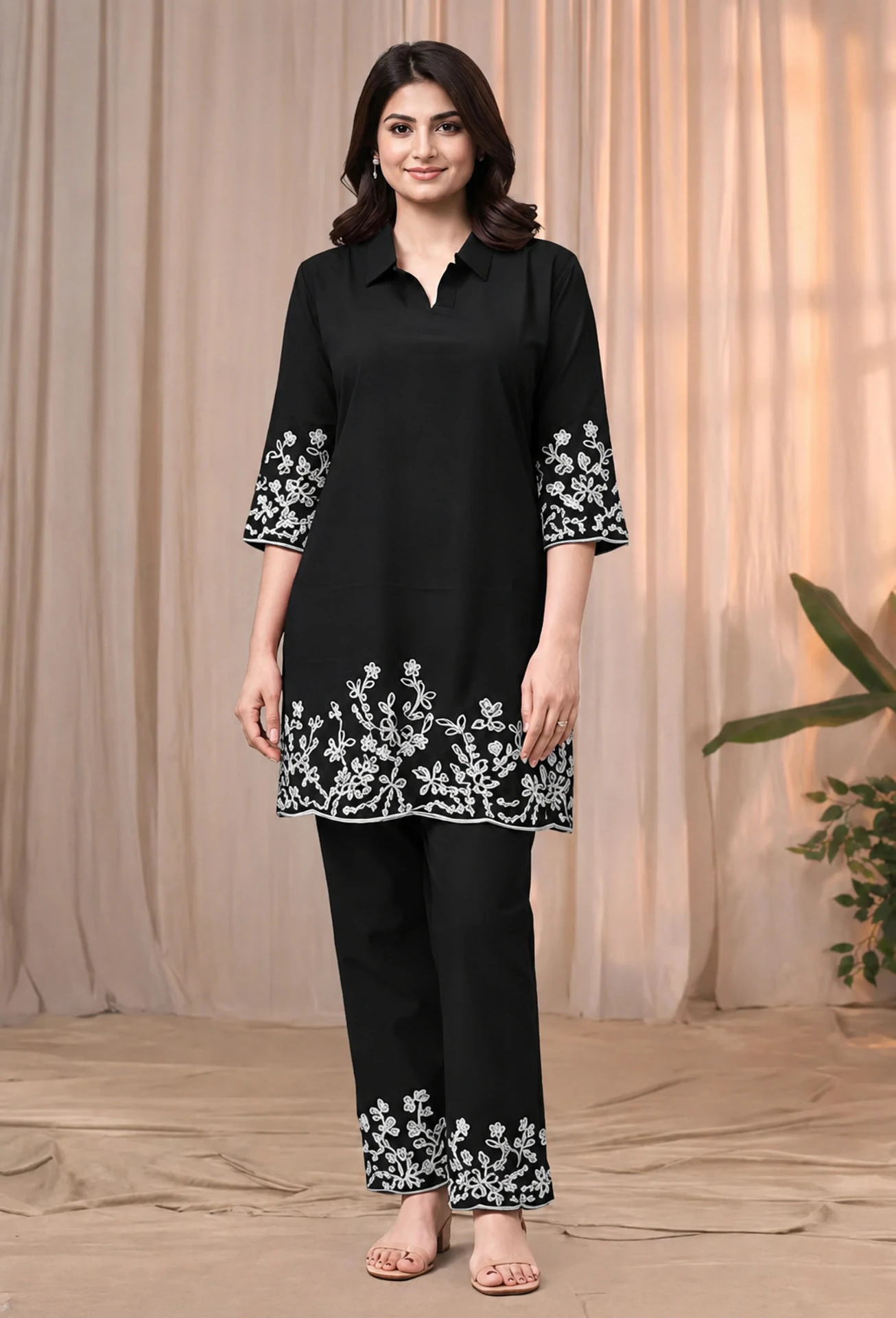Women A-Line Black Knee Length Dress