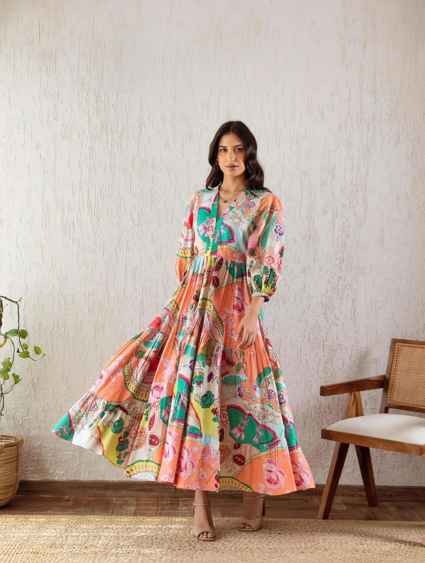 Honky Tonky Women Fit and Flare Multicolor Maxi/Full Length Dress