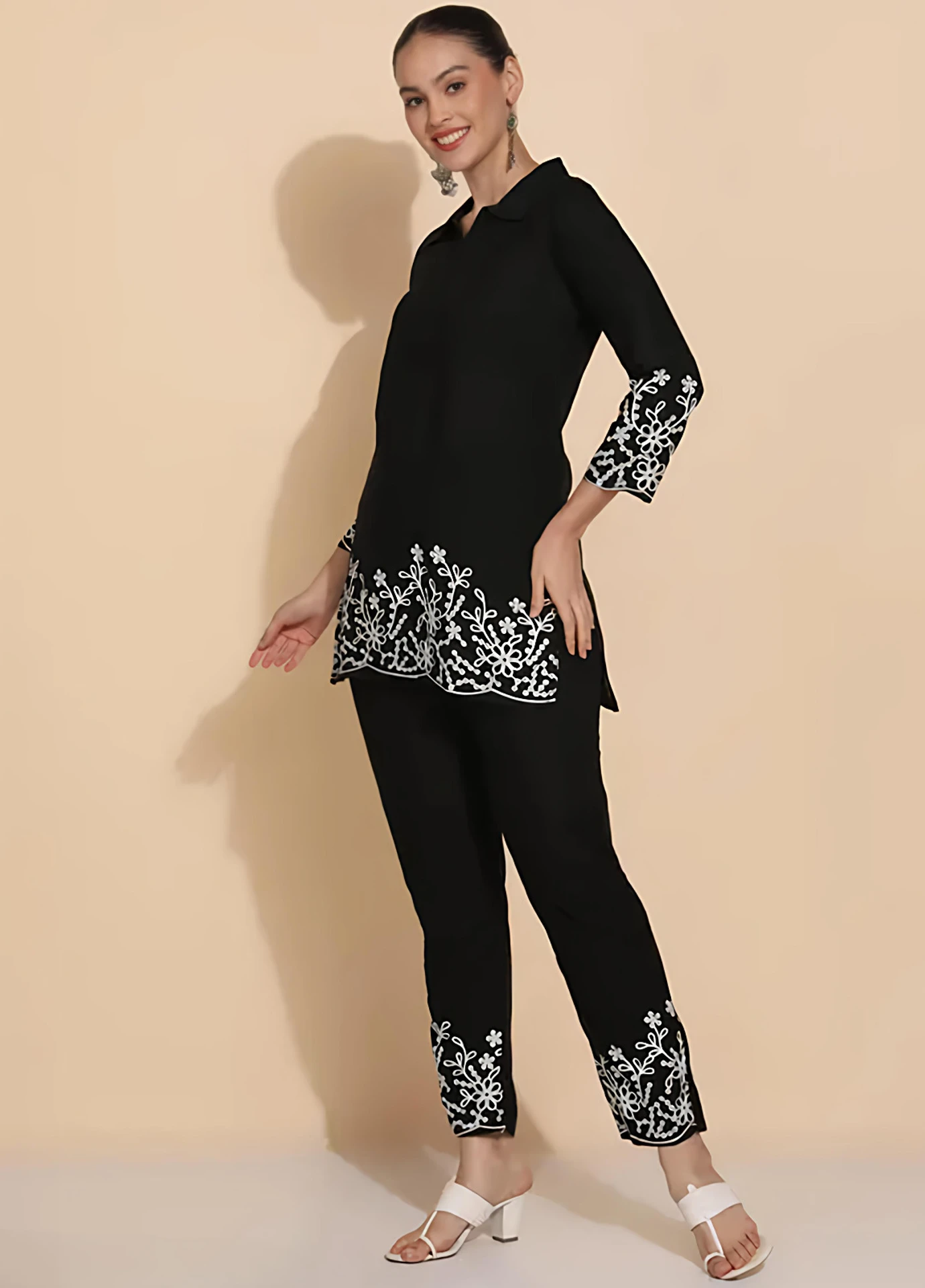 Women A-Line Black Knee Length Dress